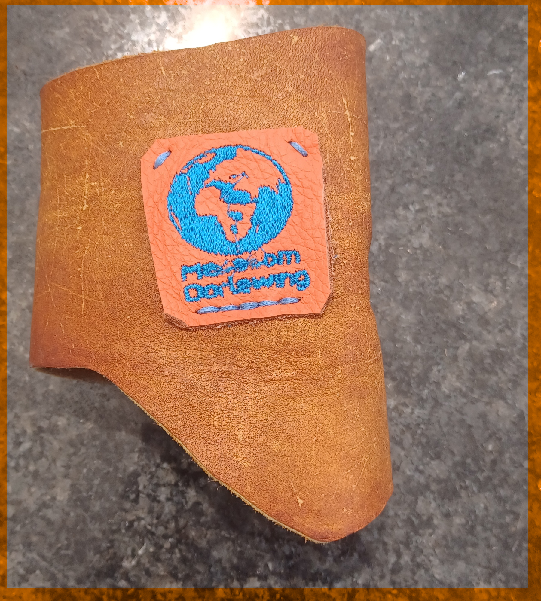 Embleem van die bruin leerarmstuk